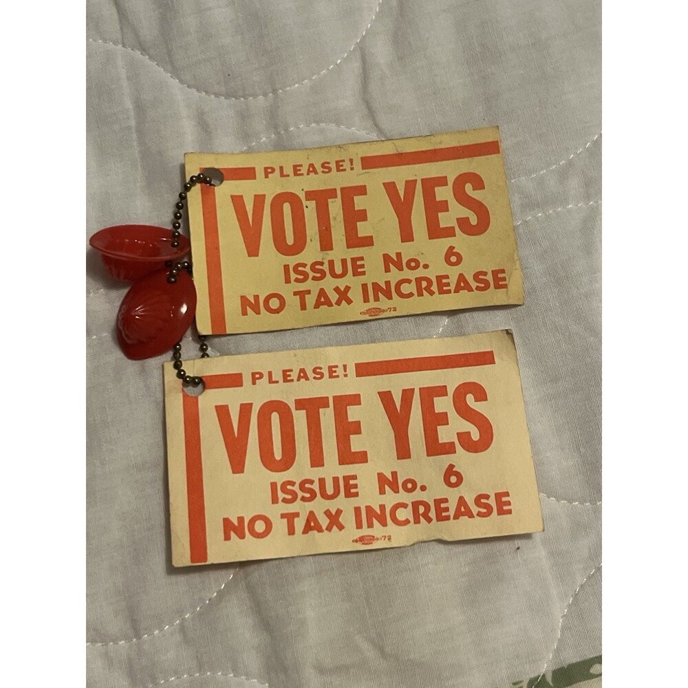 Vote Yes Issue #6 no u Increase Fire Helmet Keychain. 1976